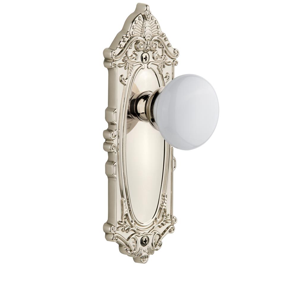 Grandeur by Nostalgic Warehouse GVCHYD Complete Passage Set Without Keyhole - Grande Victorian Plate with Hyde Park Knob in Polished Nickel